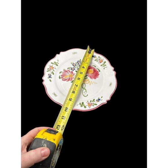 Roullet Renoleau Pink Green Floral Ceramic 10" Plate France French Cottage Decor - Picture 6 of 8